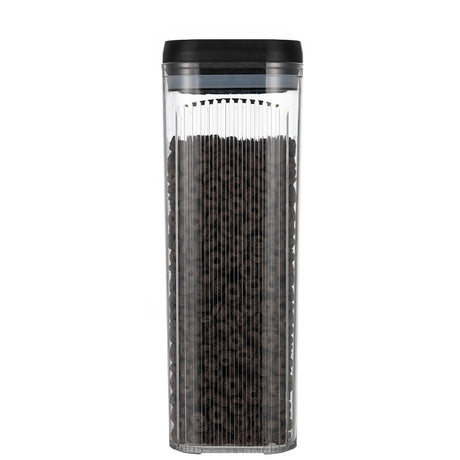 Cutie De Depozitare Alimente, Tip Container, 3.7L, Recipiente Pentru Cereale In Bucatarie, Transparente Cu Capac Negru - vivimall.ro