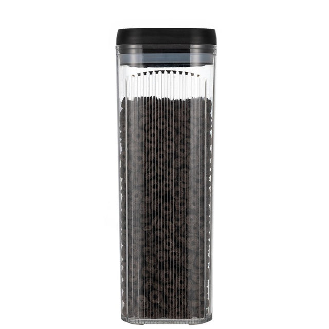 Cutie De Depozitare Alimente, Tip Container, 3.7L, Recipiente Pentru Cereale In Bucatarie, Transparente Cu Capac Negru - vivimall.ro