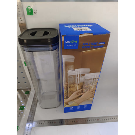 Cutie de Depozitare Alimente, Vivimall, tip Container, 3.7L, Recipiente pentru Cereale in Bucatarie,  Transparente cu Capac Negru - vivimall.ro