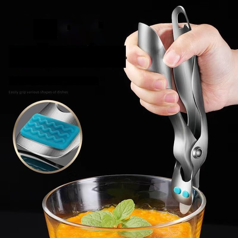 Clema pentru Boluri, Vivimall, Anti-Alunecare, din Otel Inoxidabil si Silicon, de Uz Casnic, Rezistent la Temperaturi Inalte, 19.5x3.2 cm, Gri - vivimall.ro