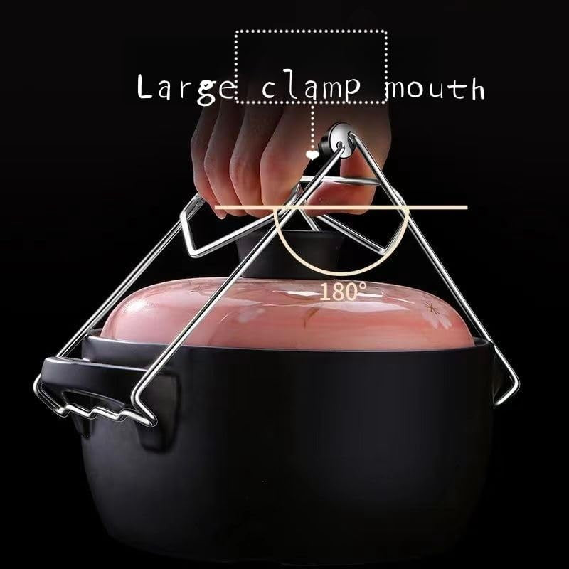 Clema Pentru Boluri, Anti-Alunecare, Din Otel Inoxidabil, Extindere, Pentru Oale, Tigai, De Uz Casnic, Rezistent La Temperaturi Inalte, 19.5X9.8X8 Cm, Maner Maro, Gri - vivimall.ro
