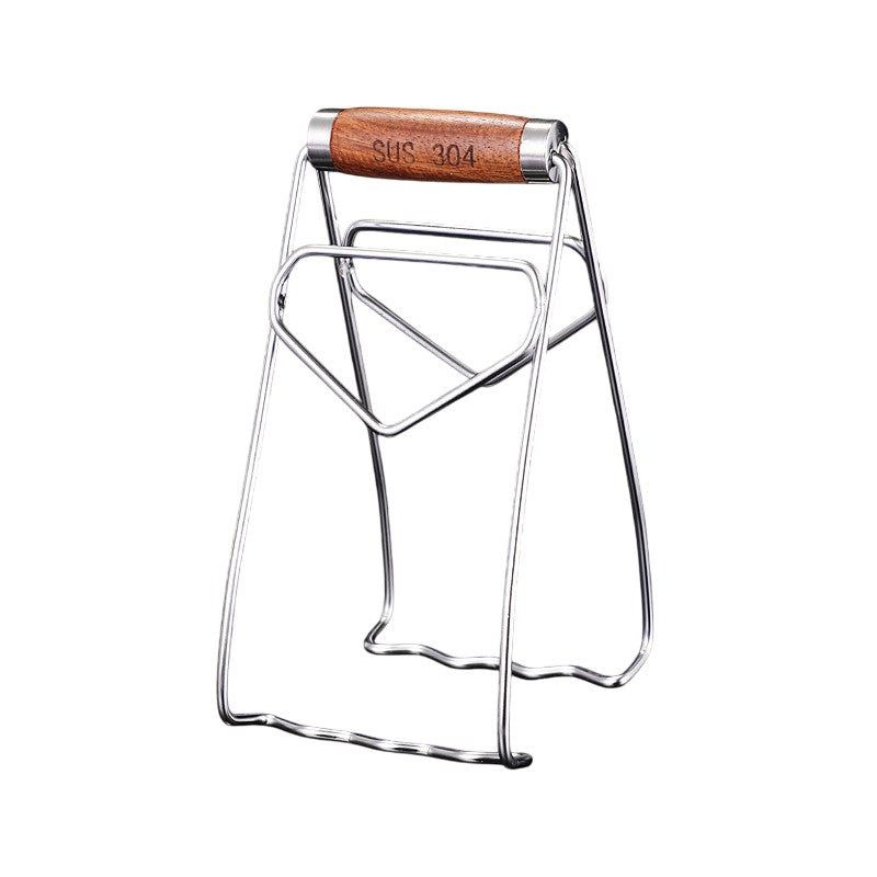 Clema Pentru Boluri, Anti-Alunecare, Din Otel Inoxidabil, Extindere, Pentru Oale, Tigai, De Uz Casnic, Rezistent La Temperaturi Inalte, 19.5X9.8X8 Cm, Maner Maro, Gri - vivimall.ro