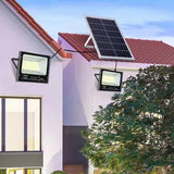 Set 2 proiectoare LED SMD 30W cu incarcare solara Vivimall, panou solar, cu telecomanda, suport prindere, material ABS, 1.2AH, 200LED-uri, 13x13.5 cm, negru - vivimall.ro