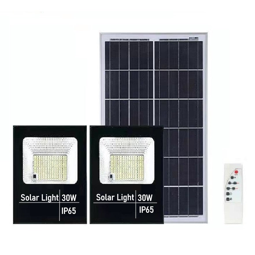 Set 2 Proiectoare Led Smd 30W Cu Incarcare Solara, Panou Solar, Cu Telecomanda, Suport Prindere, Material Abs, 1.2Ah, 200Led-Uri, 13X13.5 Cm, Negru - vivimall.ro