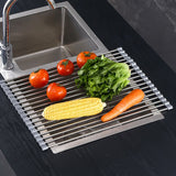 Covoras De Scurgere Pentru Chiuveta Bucatarie, Din Otel Inoxidabil, Suport Chiuveta, Pliabil, Antiderapant, Usor De Curatat Si De Depozitat, 15 Tuburi, Negru - vivimall.ro
