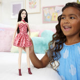 BARBIE FASHIONISTAS PAPUSA BARBIE BRUNETA CU ROCHIE LEOPARD ROZ
