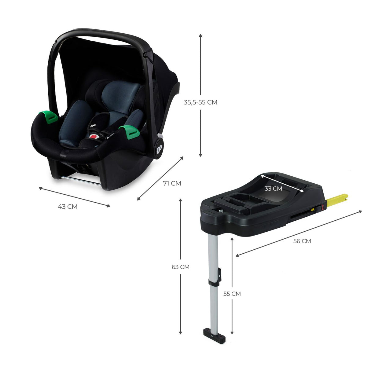 SCOICA AUTO KINDERKRAFT MINK PRO I-SIZE 40-75 CM + BAZA ZESTAW BLACK