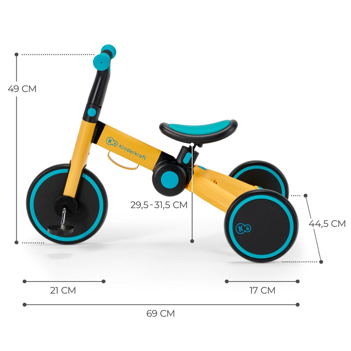 BICICLETA DE ECHILIBRU / TRICICLETA KINDERKRAFT 4TRIKE, PRIMROSE YELLOW