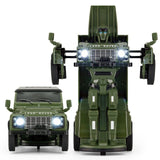 MASINUTA METALICA CONVERTIBILA LAND ROVER DEFENDER VERDE CU SCARA 1 LA 32