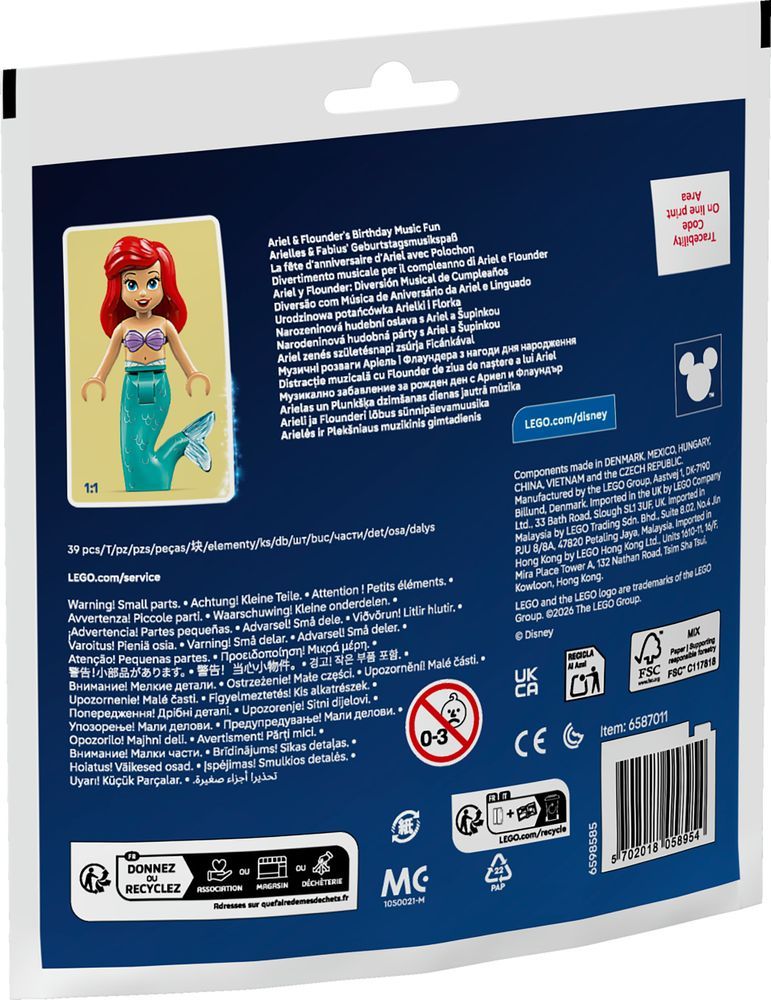 LEGO DISNEY PRINCESS DISTRACTIE MUZICALA CU FLOUNDER DE ZIUA DE NASTERE A LUI ARIEL 30720