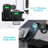 Incarcator Wireless FastCharge Vivimall 4 In 1, design pliabil, 15W, Compatibil Apple Watch, Airpods, iPhone, Android, Samsung, Huawei, Xiaomi, Oppo, Negru - vivimall.ro