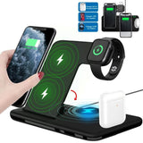 Incarcator Wireless FastCharge Vivimall 4 In 1, design pliabil, 15W, Compatibil Apple Watch, Airpods, iPhone, Android, Samsung, Huawei, Xiaomi, Oppo, Negru - vivimall.ro