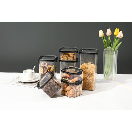 Set 4 Recipiente din Plastic, Vivimall, pentru Alimente/Obiecte, Inchidere Ermetica, 1 x 460 ml, 2 x 700 ml, 1 x 1300 ml, Transparent - vivimall.ro