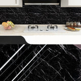 Tapet Autocolant pentru Bucatarie, Vivimall, Rola cu Efect de Marmura, Folie Autoadeziva, 40cmx100cm, Negru - vivimall.ro