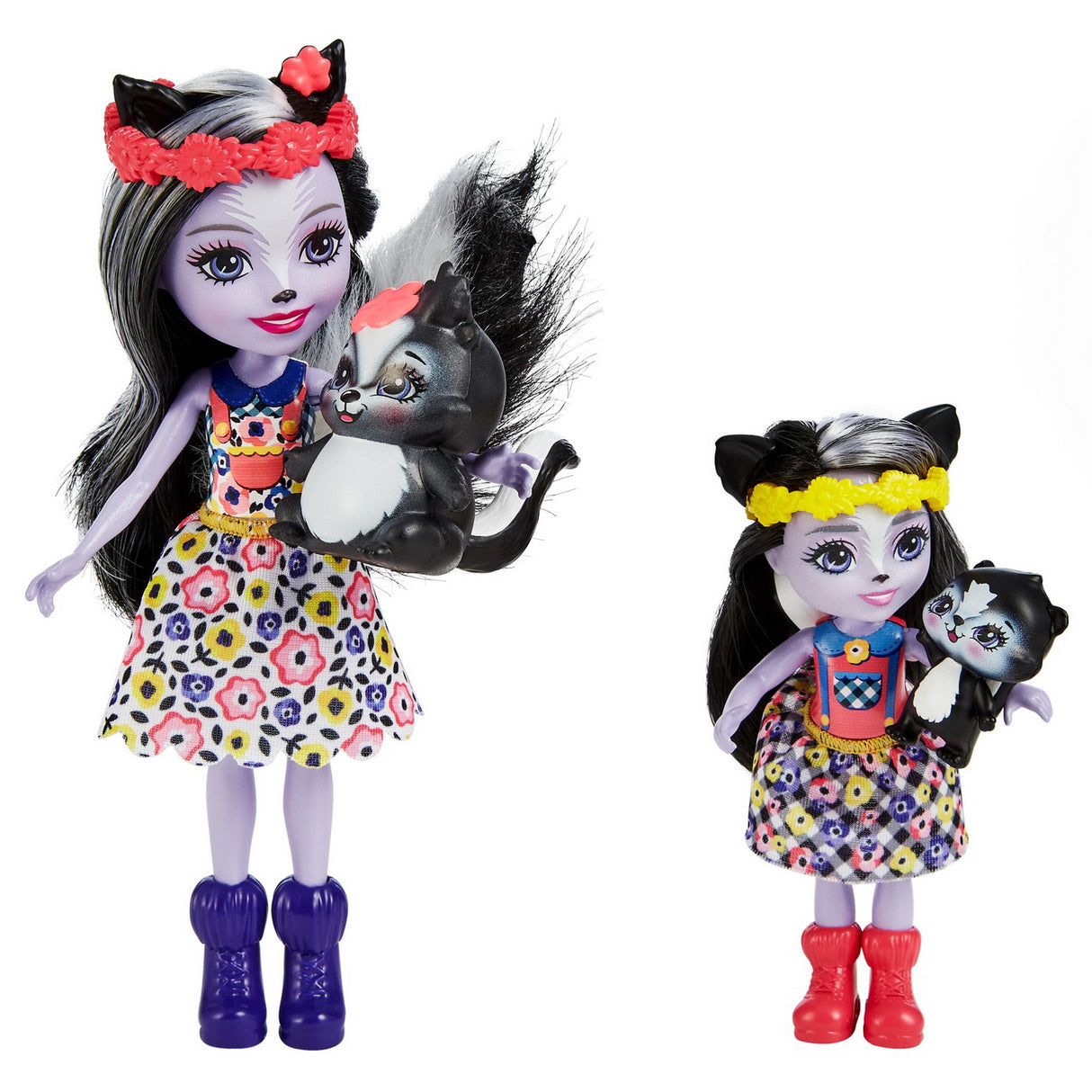 ENCHANTIMALS SET PAPUSI SURORI SI ANIMALUTELE LOR SAGE SKUNK SI CAPER SI SABELLA SKUNK SI STRIPER