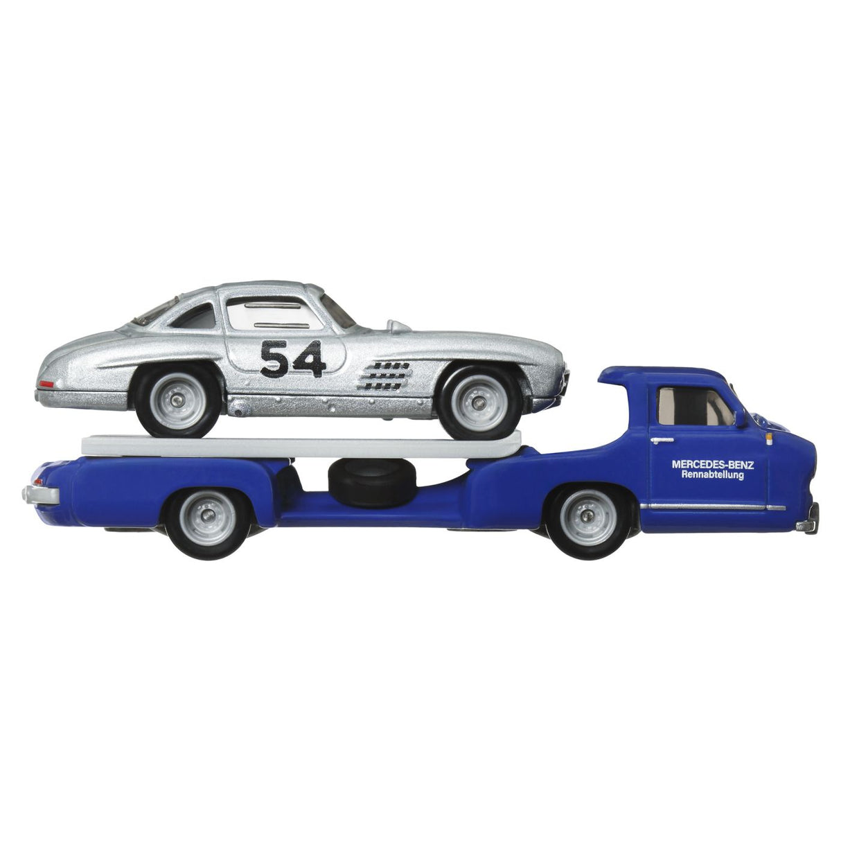 HOT WHEELS TRANSPORTATOR  MERCEDES-BENZ 55 BLAUES WUNDER CU MASINUTA MERCEDES-BENZ 300 SL SCARA 1:64