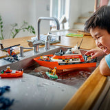 LEGO CITY BARCA DE SALVARE SI ELICOPTER ALE PAZEI DE COASTA 60504