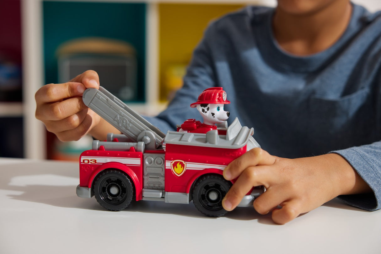 PATRULA CATELUSILOR SET VEHICUL DE BAZA MASINA DE POMPIERI SI FIGURINA MARSHALL