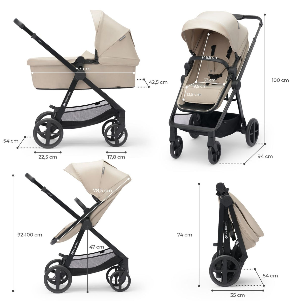 CARUCIOR KINDERKRAFT NEWLY, 3 IN 1, BEJ