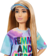 PAPUSA BARBIE FASHIONISTA CU PARUL BLOND SI ROCHITA SPORT