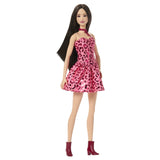 BARBIE FASHIONISTAS PAPUSA BARBIE BRUNETA CU ROCHIE LEOPARD ROZ