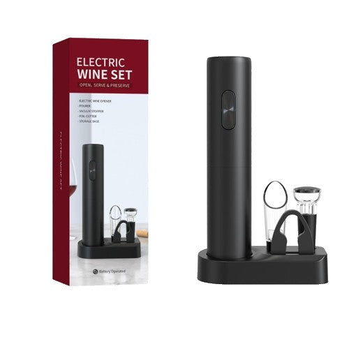 Set Tirbuson Electric din 5 piese, Vivimall, Deschizator Electric, cu Baterii, Multifunctional, 23x14cm, Negru - vivimall.ro