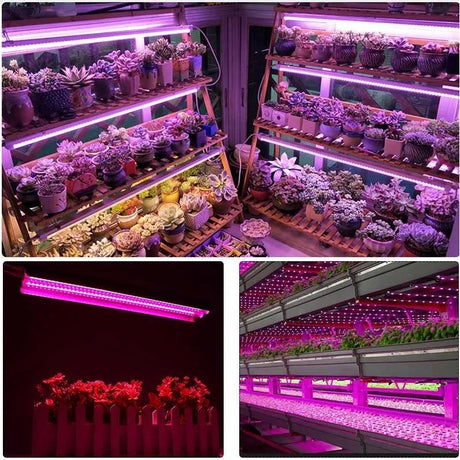 Lampa dubla pentru cresterea plantelor Vivimall, 50 cm, T5, tehnologie LED, nu afecteaza plantele, potrivit pentru intregul ciclu de crestere, multicolor - vivimall.ro