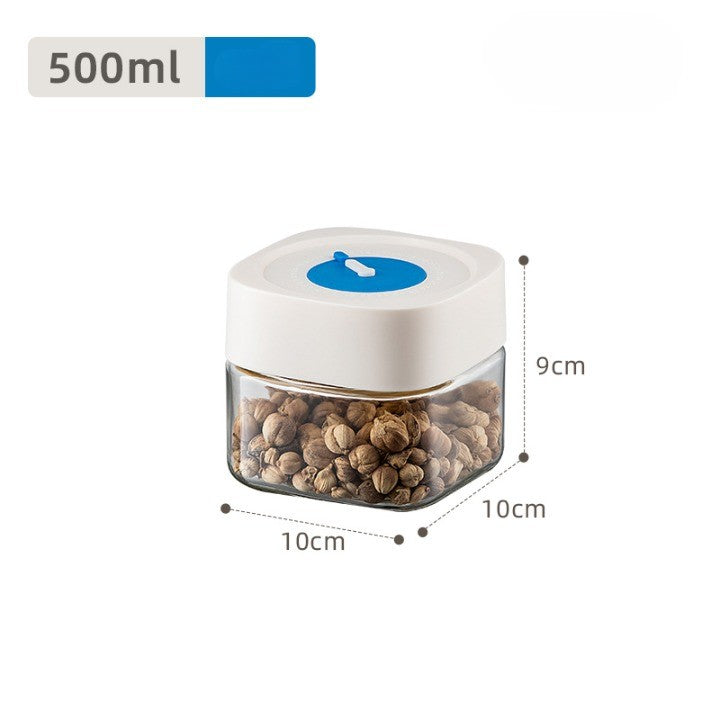 Borcan din Sticla de Inalta Calitate, Vivimall, Capac Ermetic, Uz Casnic, Depozitarea Condimentelor sau a Alimentelor Umede si Uscate, 500 mL, 10x10x9 cm, Alb - vivimall.ro