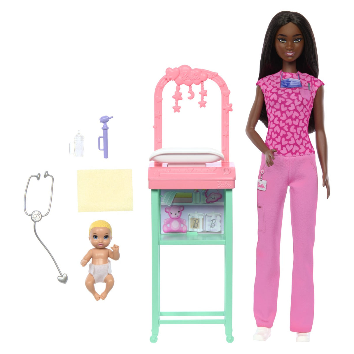 BARBIE SET DE JOACA PAPUSA BARBIE BRUNETA FACE CARIERA PEDIATRU