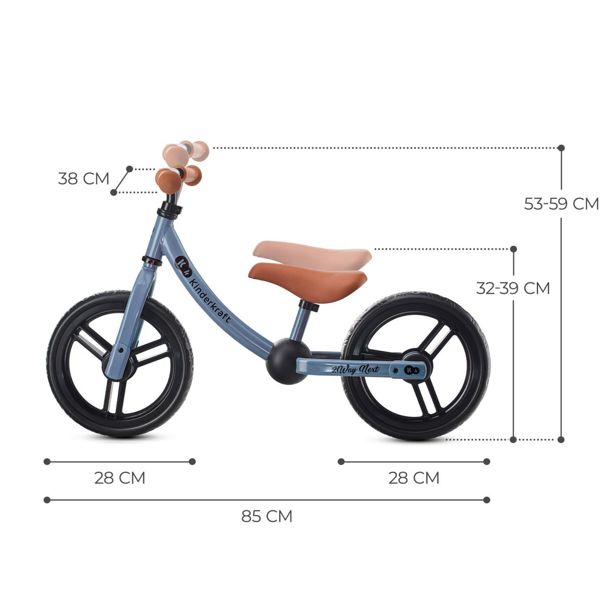 BICICLETA FARA PEDALE, KINDERKRAFT - 2WAY NEXT, PORTOCALIU, 12INCH, BLUE SKY