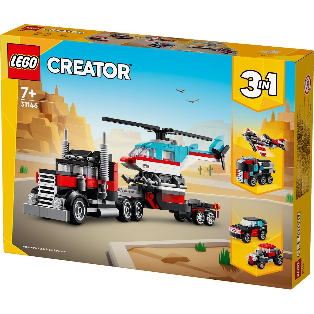LEGO CREATOR 3IN1 CAMIONETA PLATFORMA CU ELICOPTER 31146