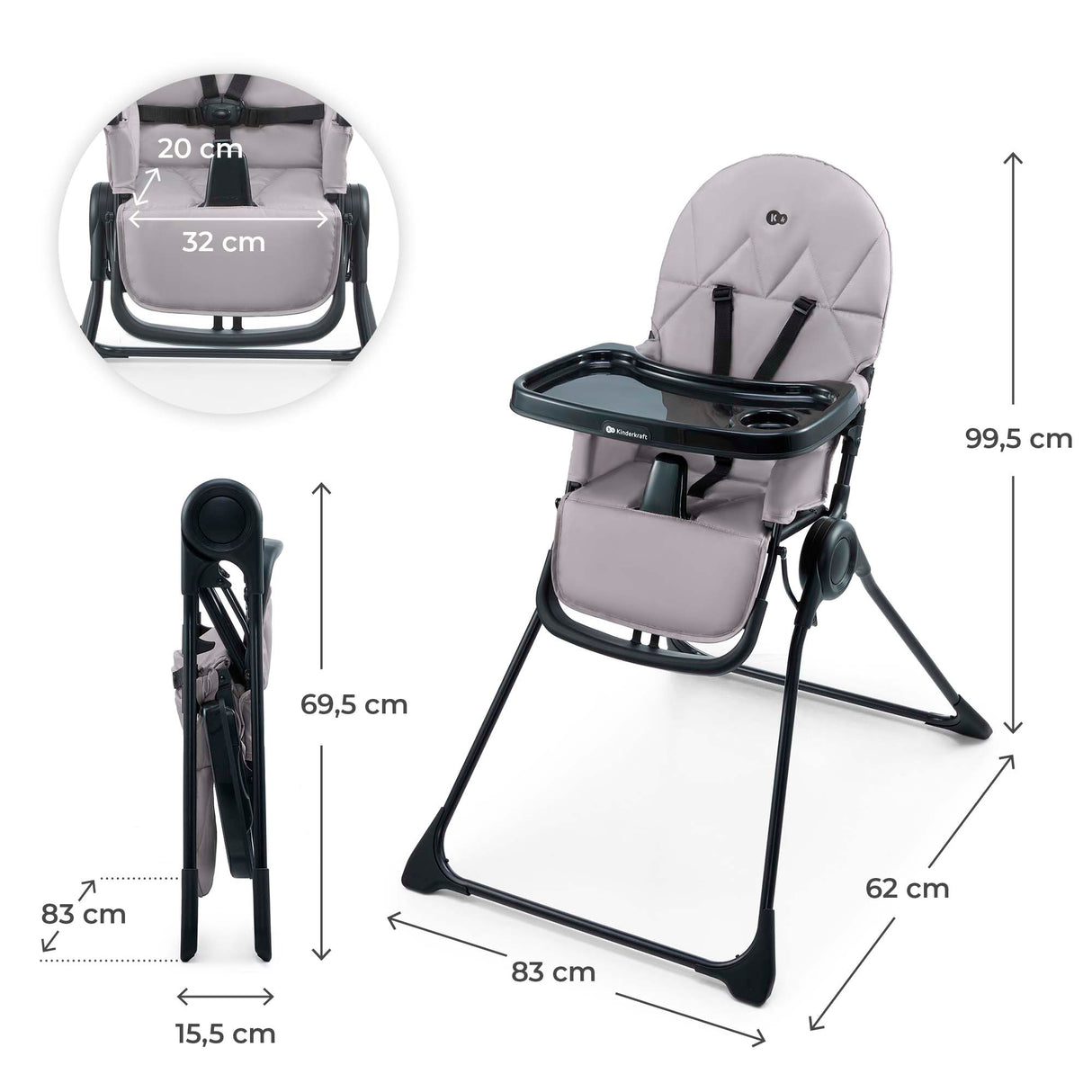 SCAUN DE MASA KINDERKRAFT BINCI, GREY