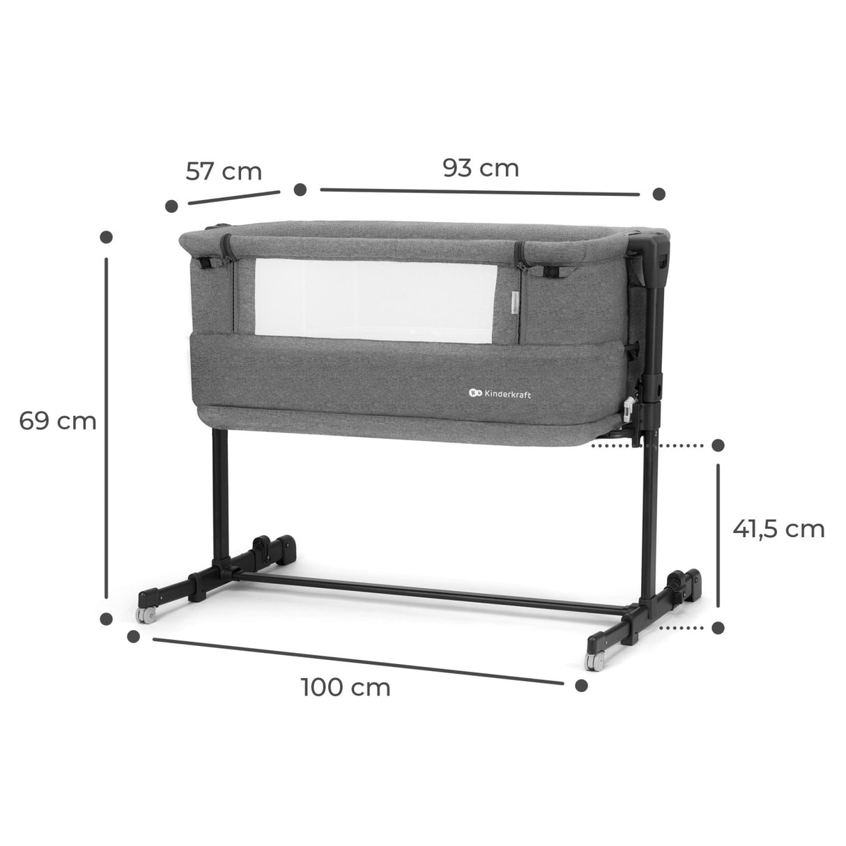 PATUT CO-SLEEPER KINDERKRAFT NESTE GROW, GRI INCHIS