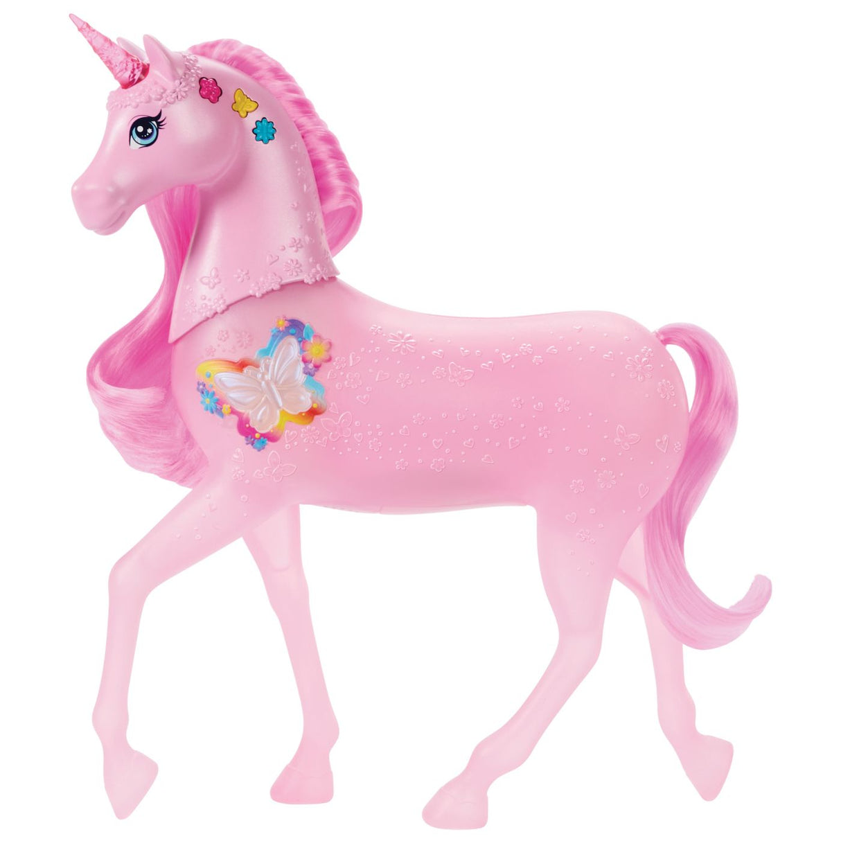 BARBIE UNICORN ROZ CU LUMINI STRALUCITOARE SI SUNETE