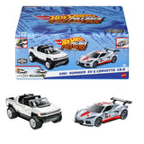 HOT WHEELS SET 2 MASINUTE METALICE PULL BACK GMC HUMMER EV SI CORVETTE C8R 1:43