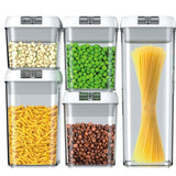Cutii De Depozitare Alimente, Set Din 5 Cutii Pentru Condimente, Volumetrie 0.5L, 0.8L, 1.2L, 1.9L, Transparente Cu Capac Alb - vivimall.ro