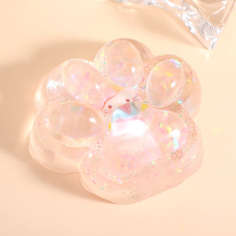 Jucarie Antistres Squishy, Vivimall, cu Revenire Lenta, Squeeze Pinch Family, Model Cat Paw, 6.5 x 7 cm, din Tpr, 4-6 Ani, Model 1 Figurina, Transparent - vivimall.ro