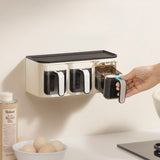 Cutie de Depozitare a Condimentelor, Vivimall, de Uz Casnic, Montare pe Perete, 3 Compartimente, 25.8 x 13.6 x 10.5cm, Alb-Negru - vivimall.ro