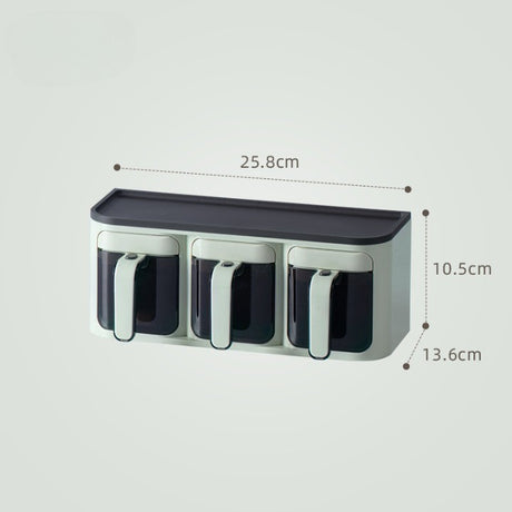 Cutie de Depozitare a Condimentelor, Vivimall, de Uz Casnic, Montare pe Perete, 3 Compartimente, 25.8 x 13.6 x 10.5cm, Verde-Negru - vivimall.ro