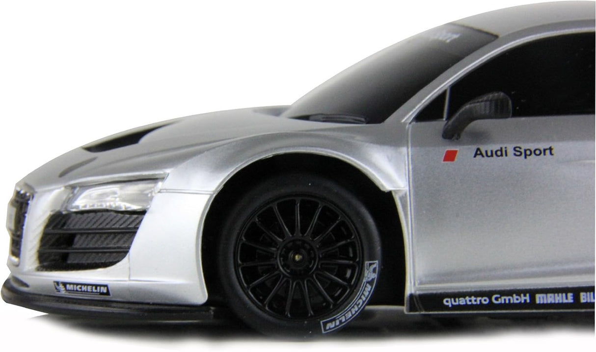 MASINA CU TELECOMANDA AUDI R8 ARGINTIU CU SCARA 1 LA 24