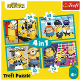 PUZZLE TREFL MINIONS 4IN1 LUMEA FERICITA A MINIONILOR