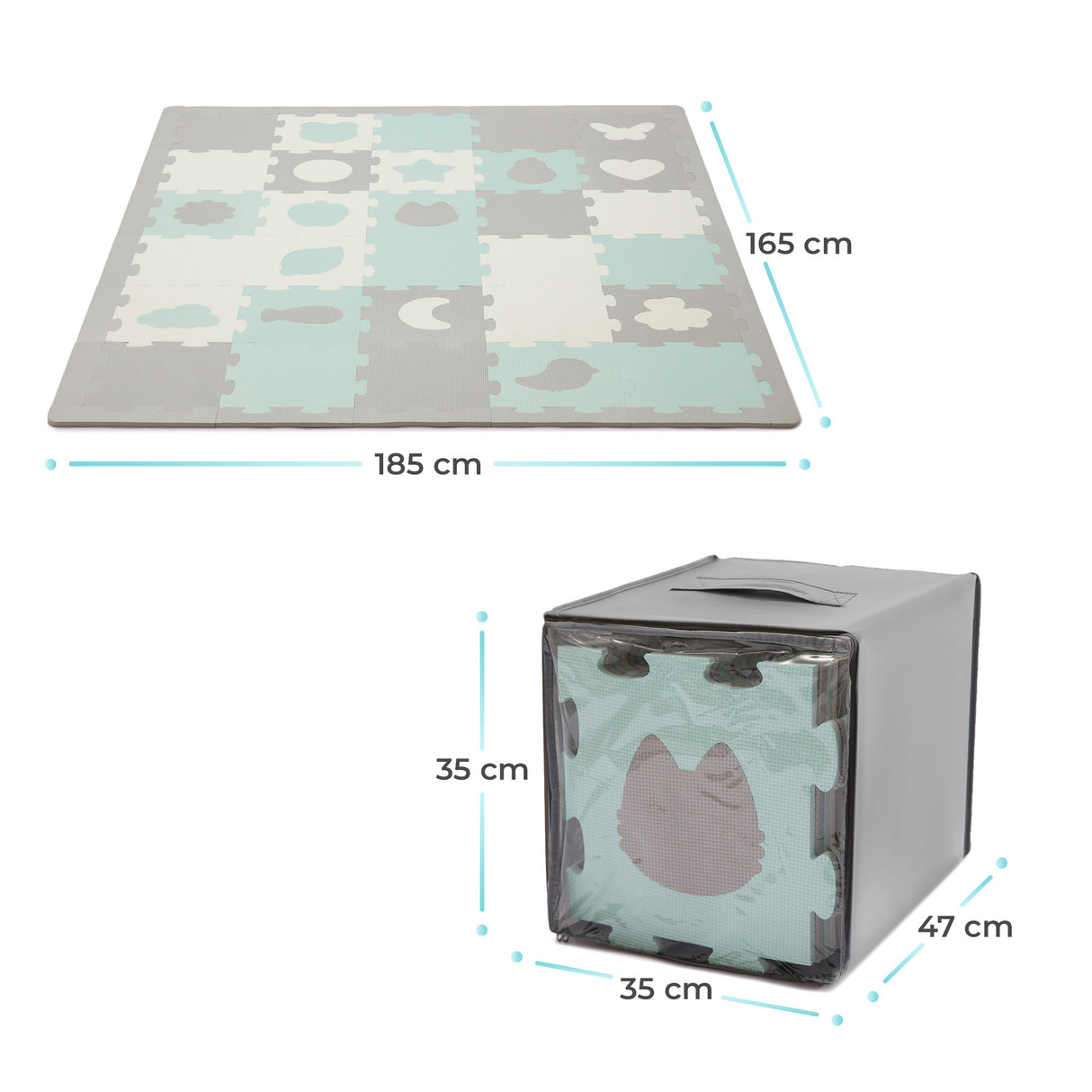 COVORAS DE JOACA KINDERKRAFT LUNO SHAPES, PUZZLE 3D, SPUMA, MINT