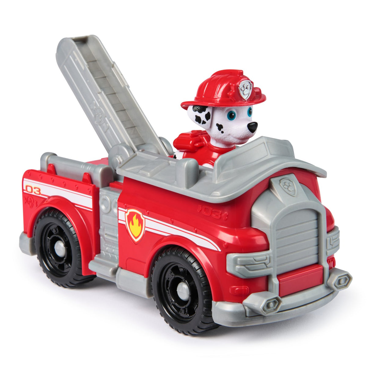 PATRULA CATELUSILOR SET VEHICUL DE BAZA MASINA DE POMPIERI SI FIGURINA MARSHALL
