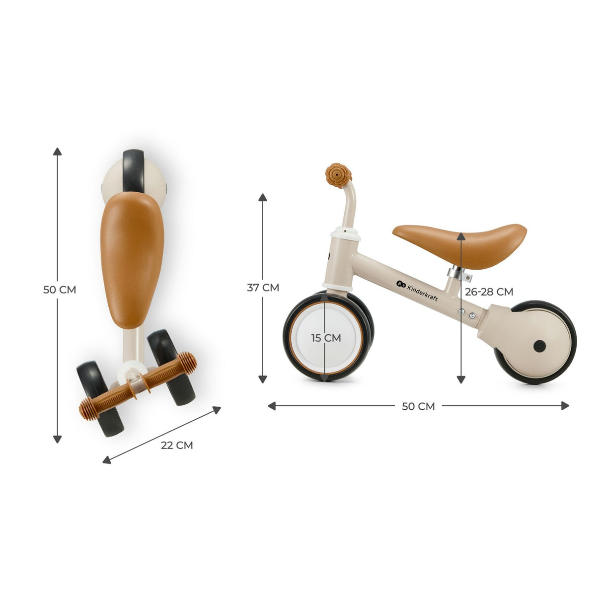BICICLETA ECHILIBRU KINDERKRAFT CUTIE LIGHT BEIGE