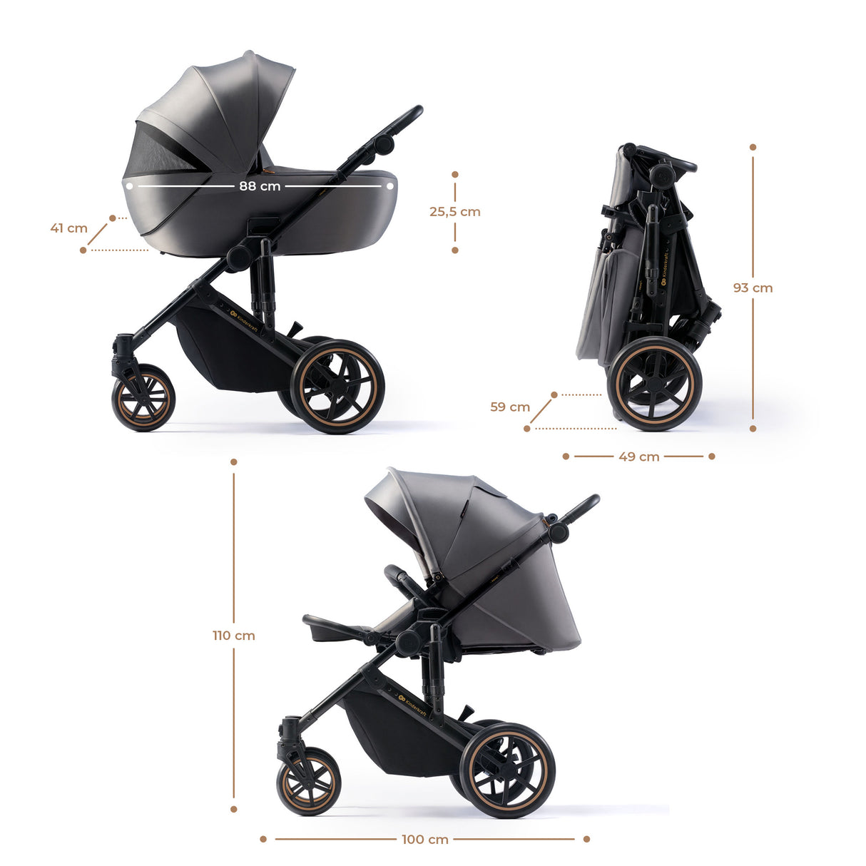 CARUCIOR 2IN1 KINDERKRAFT PRIME 2, SHADOW GREY