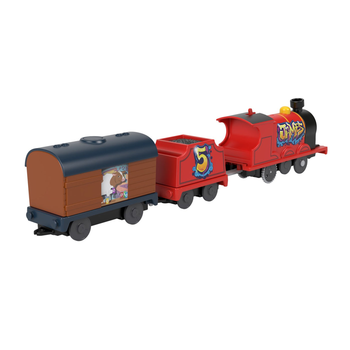 THOMAS LOCOMOTIVA MOTORIZATA GRAFFITI JAMES CU 2 VAGOANE