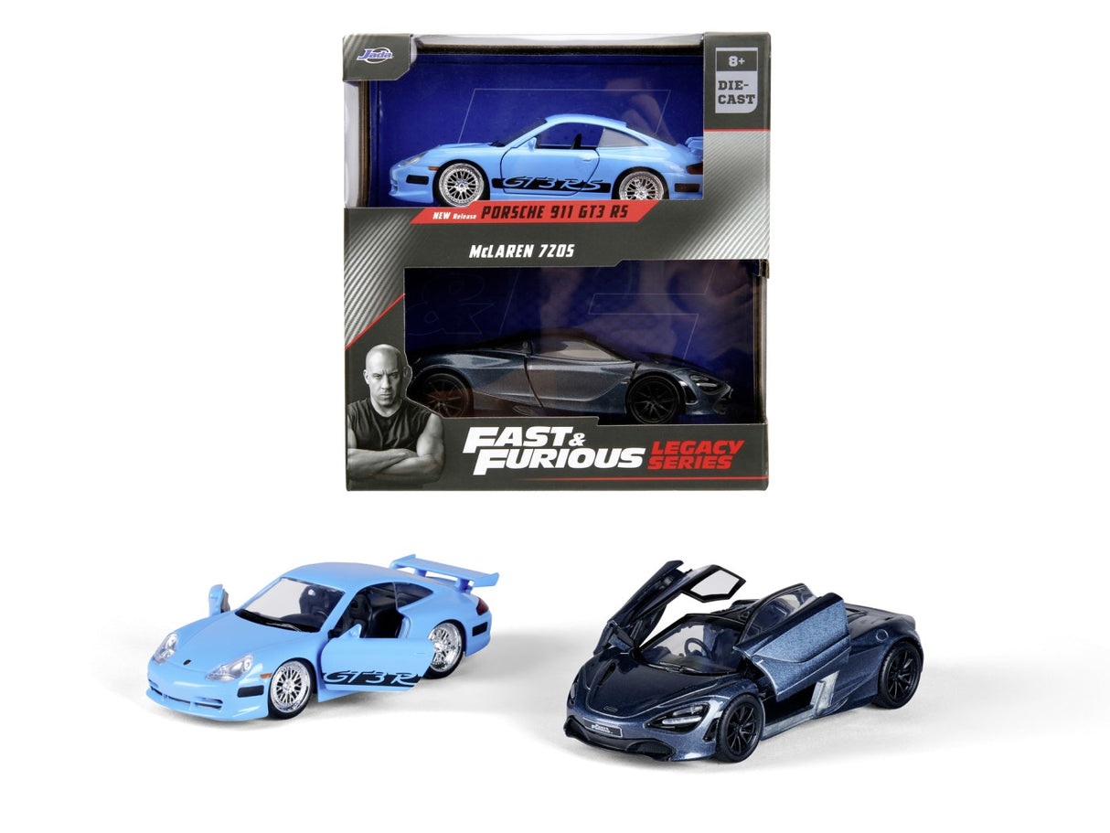 JADA FAST AND FURIOUS LEGACY SET 2 MASINUTE METALICE PORSCHE 911 GT3 RS SI MCLAREN 720S SCARA 1:32