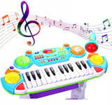 INSTRUMENT MUZICAL PIANINA ELECTRONICA MALPLAY CU SCAUN SI MICROFON 45 CM INALTIME ALBASTRU