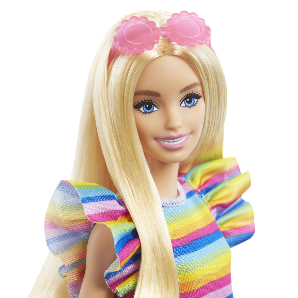 PAPUSA BARBIE FASHIONISTA BLONDA CU APARAT DENTAR