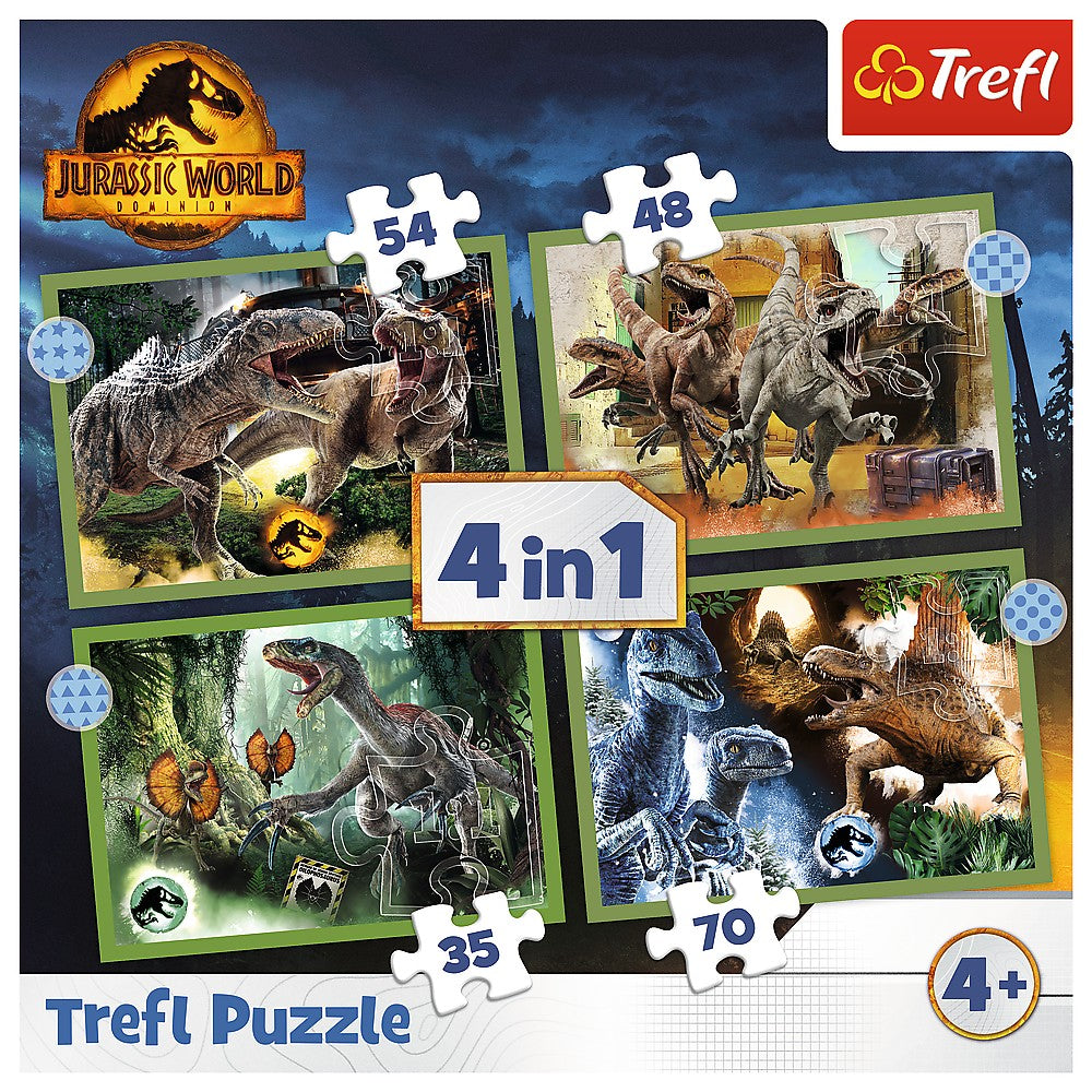 PUZZLE TREFL JURASSIC WORLD 4IN1 IN LUMEA DINOZAURILOR